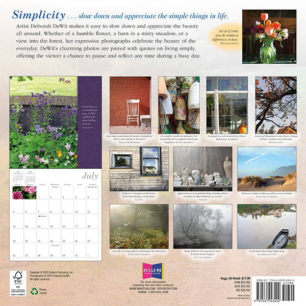 Sellers Publishing Wall Calendar Simplicity