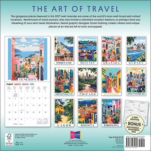 Sellers Publishing Wall Calendar The Art of Travel