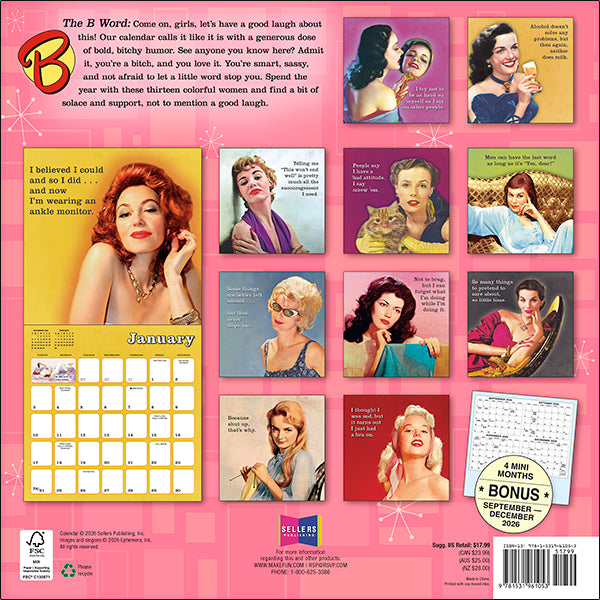 Sellers Publishing Wall Calendar The B Word