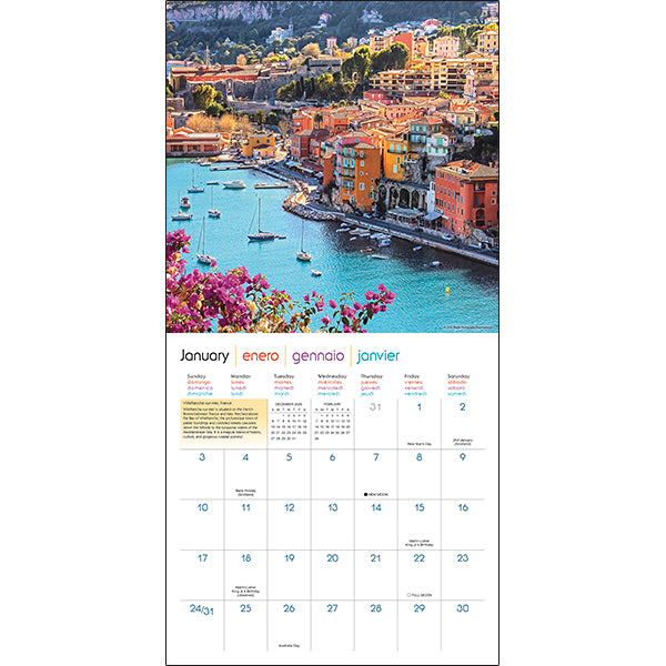 Sellers Publishing Wall Calendar Bon Voyage: Seaside Destinations