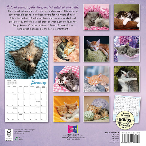 Sellers Publishing Wall Calendar Cat Naps