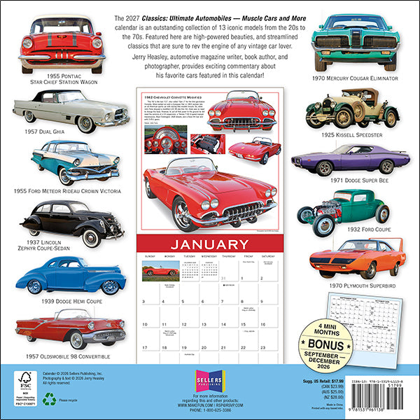 Sellers Publishing Wall Calendar Ultimate Automobiles