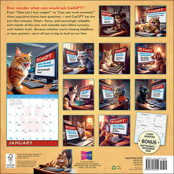 Sellers Publishing Wall Calendar CatGPT