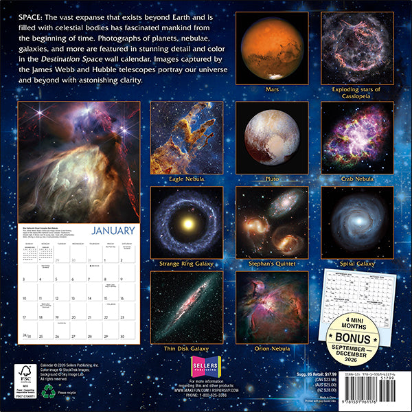 Sellers Publishing Wall Calendar Destination Space