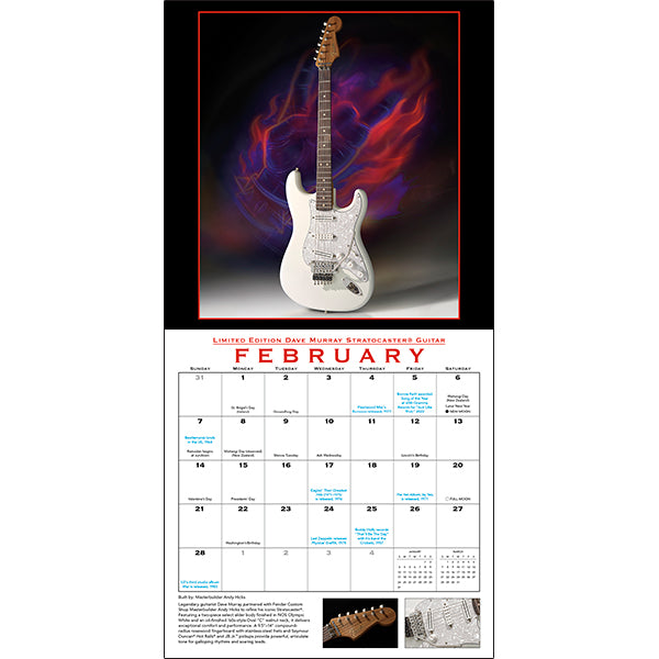 Sellers Publishing Wall Calendar Fender Customer Shop Guitar