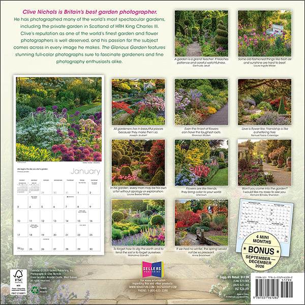 Sellers Publishing Wall Calendar The Glorious Garden