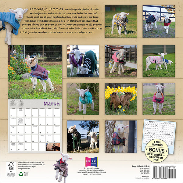 Sellers Publishing Wall Calendar Lambies in Jammies & Goats in Coats
