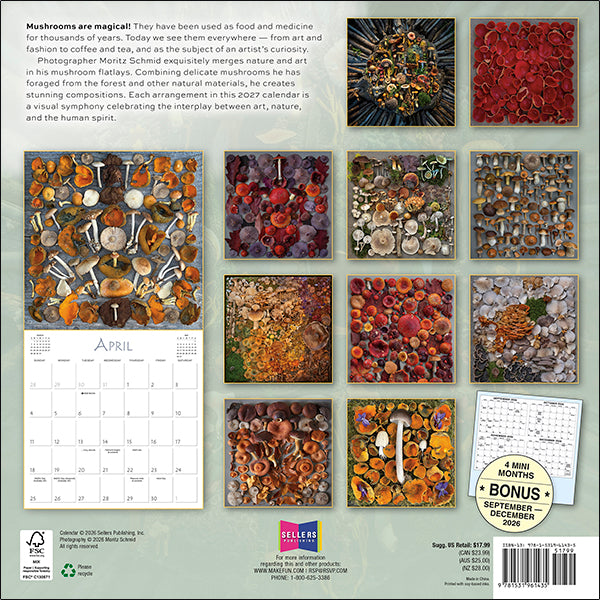 Sellers Publishing Wall Calendar Mushrooms: The Art of the Fungi