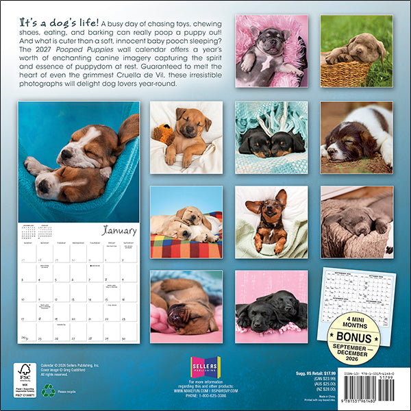 Sellers Publishing Wall Calendar Pooped Puppies