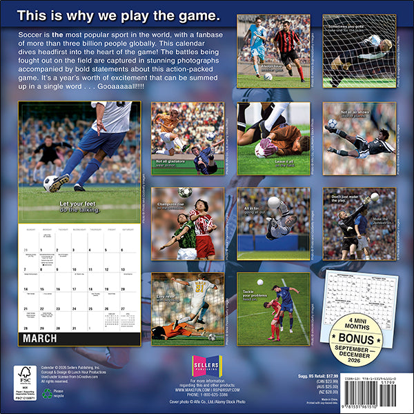 Sellers Publishing Wall Calendar Soccer