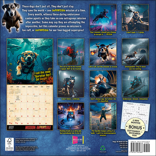 Sellers Publishing Wall Calendar Mission ImPAWSible