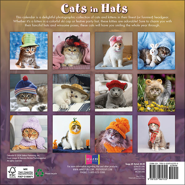 Sellers Publishing Mini Calendar Cats in Hats
