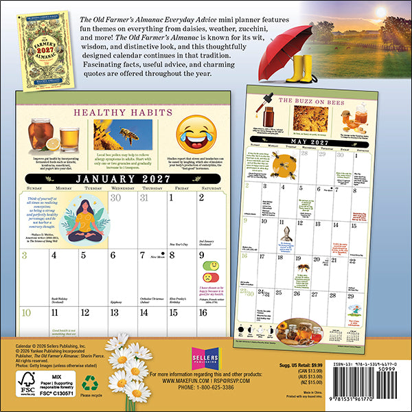 Sellers Publishing Mini Calendar Old Farmer's Almanac Everyday Advice
