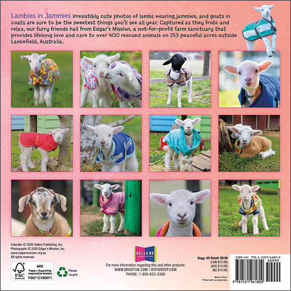 Sellers Publishing Mini Calendar Lambies in Jammies & Goats in Coats
