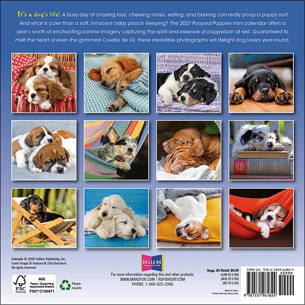 Sellers Publishing Mini Calendar Pooped Puppies