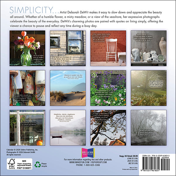 Sellers Publishing Mini Calendar Simplicity