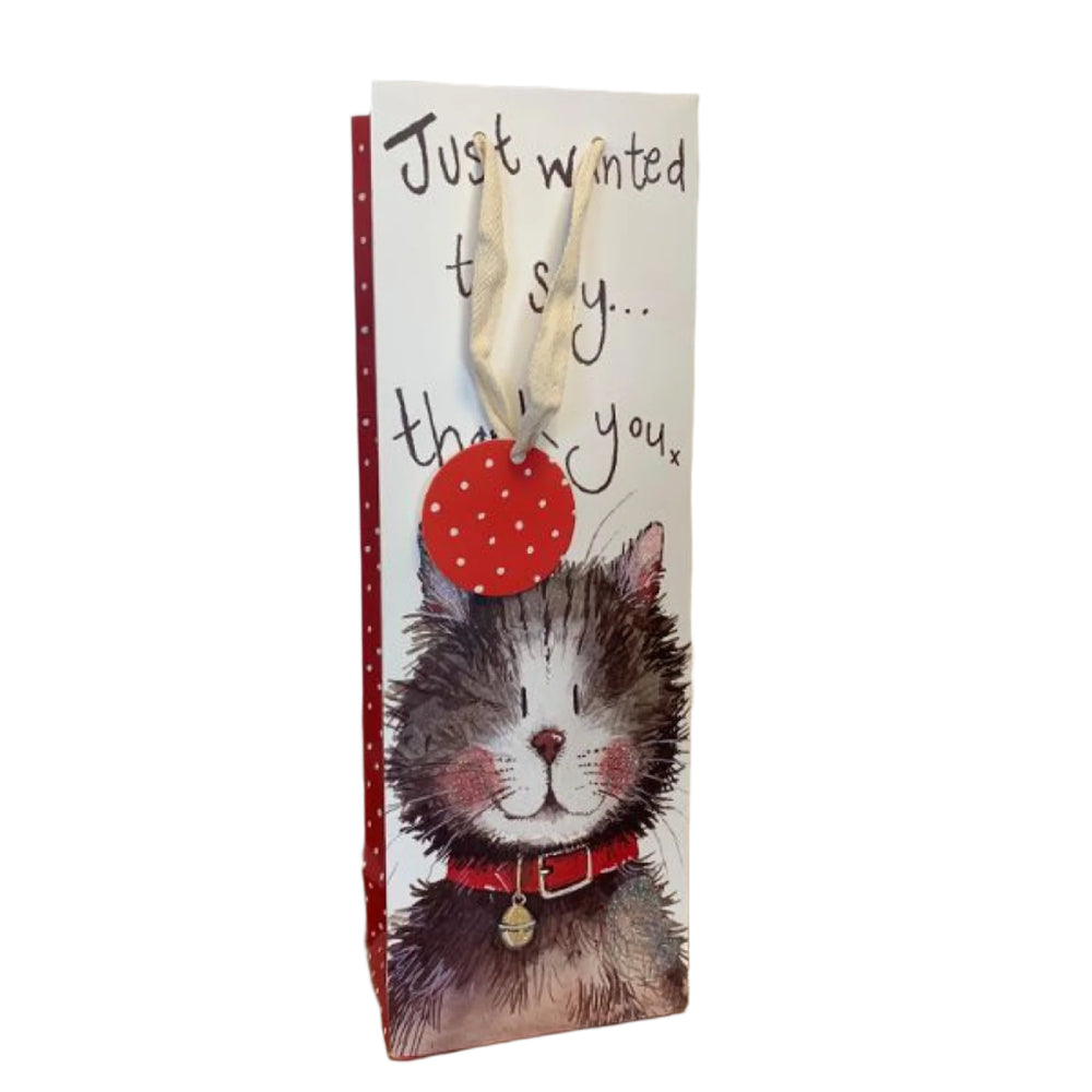 Alex Clark Bottle Gift Bag - Thank You Cat