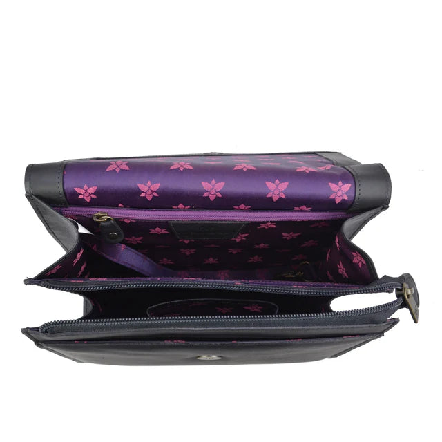 Anuschka Hummingbird Black - Flap Messenger Crossbody