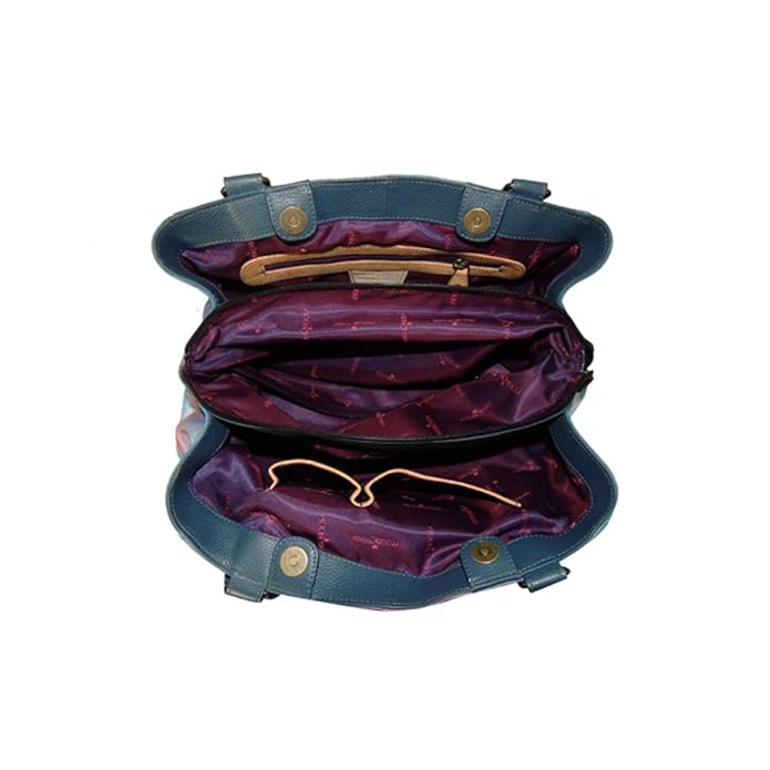 Anuschka Luscious Lilies Denim - Triple Compartment Satchel (Large)