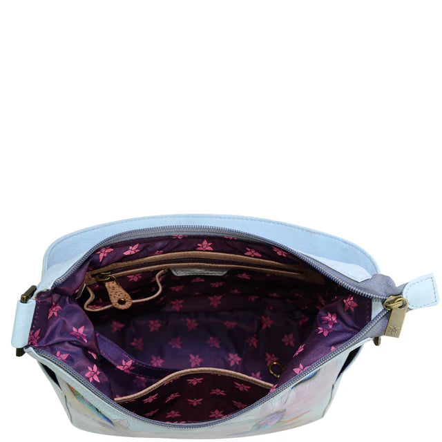 Anuschka Rainbow Birds - Classic Hobo With Side Pockets