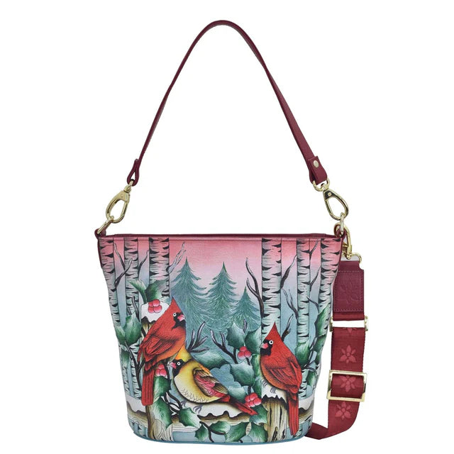 Anuschka Snowy Cardinal - Tall Bucket Hobo