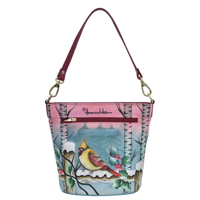 Anuschka Snowy Cardinal - Tall Bucket Hobo