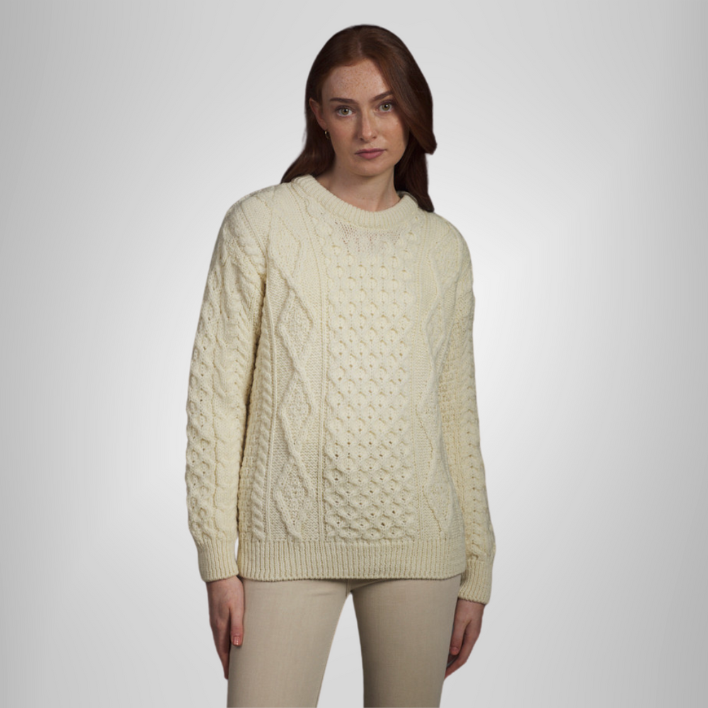 Aran Wool Crew Neck Sweater - Aran Classic (B392 910)