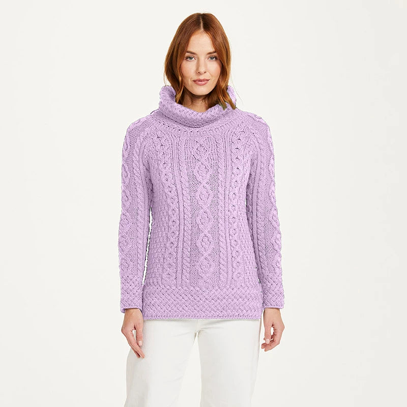 Aran Ladies Roll Neck Merino Sweater A191016
