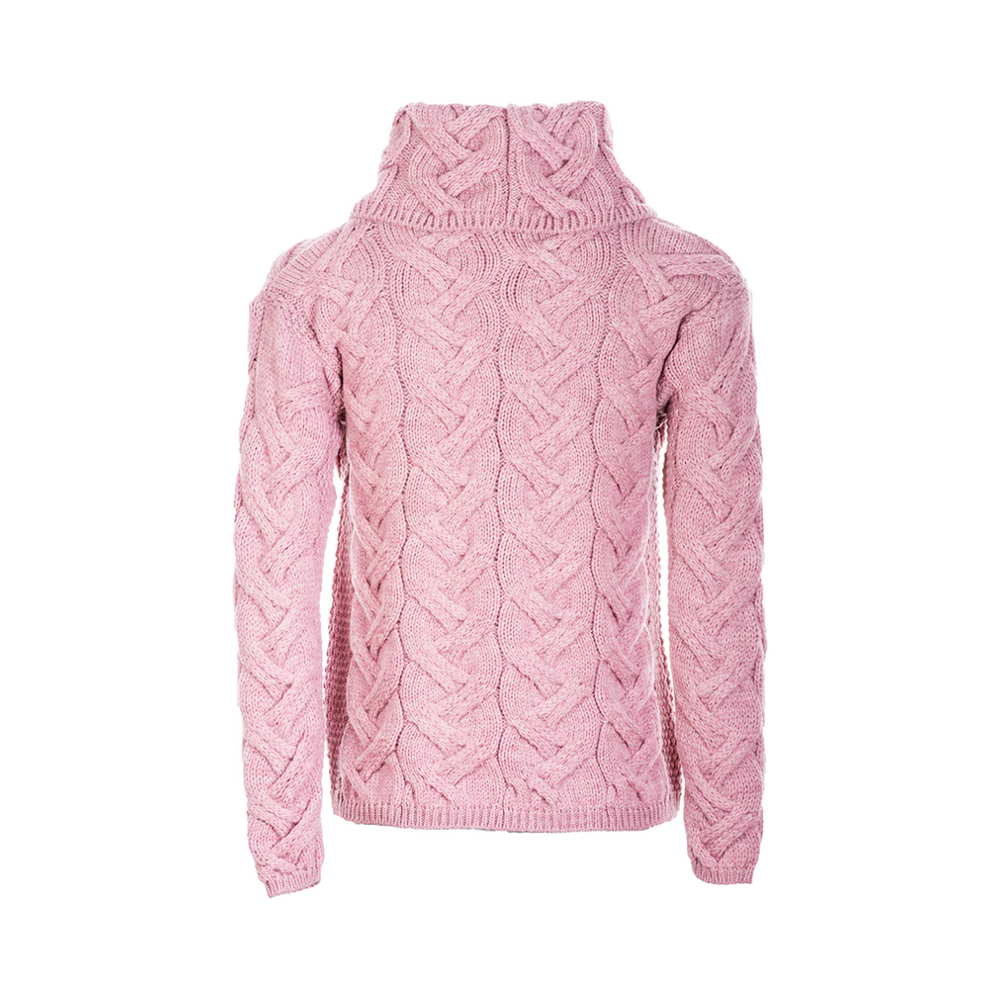 Aran Wool Supersoft Cowl Neck Sweater - Dusty Pink (B692 402)