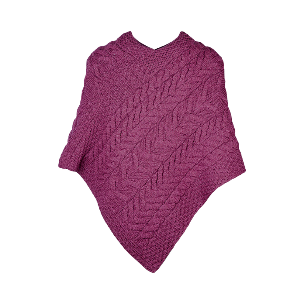 Aran Wool Supersoft Falls Poncho - Jam