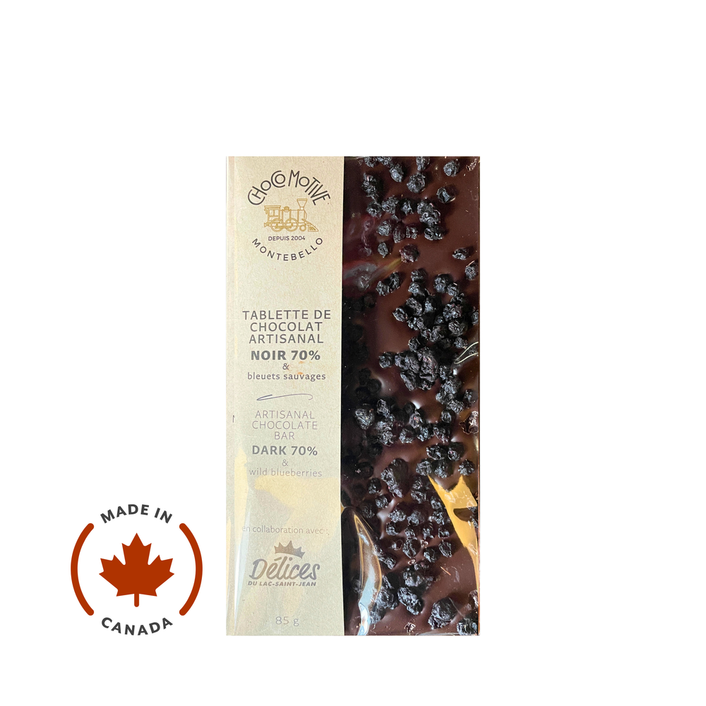Artisanal 70% Dark Chocolate Wild Blueberries Bar 85g