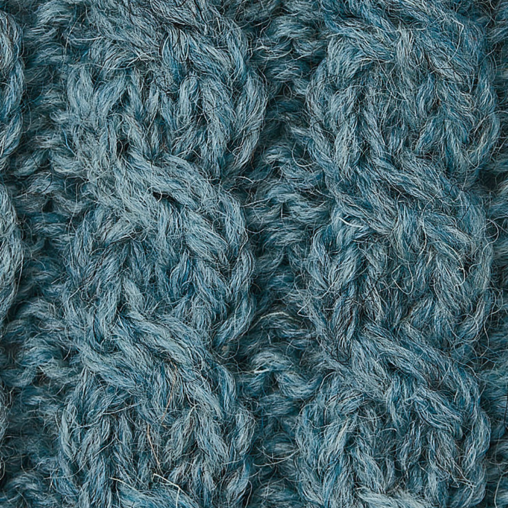 Aran Wool Crew Neck Sweater - Summer Storm (B392 945)