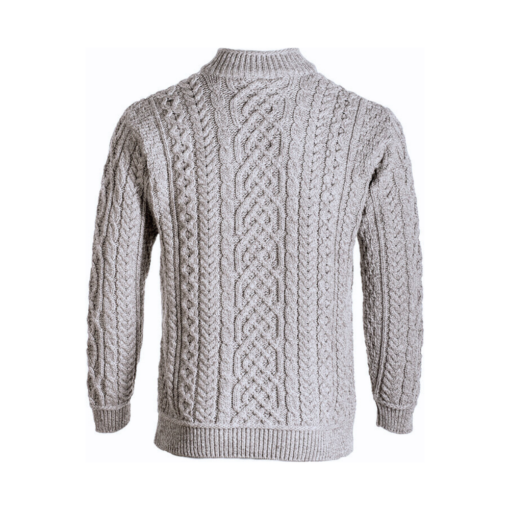 Aran Wool Mens Super Soft Half Zip Troyer - Toasted Oat