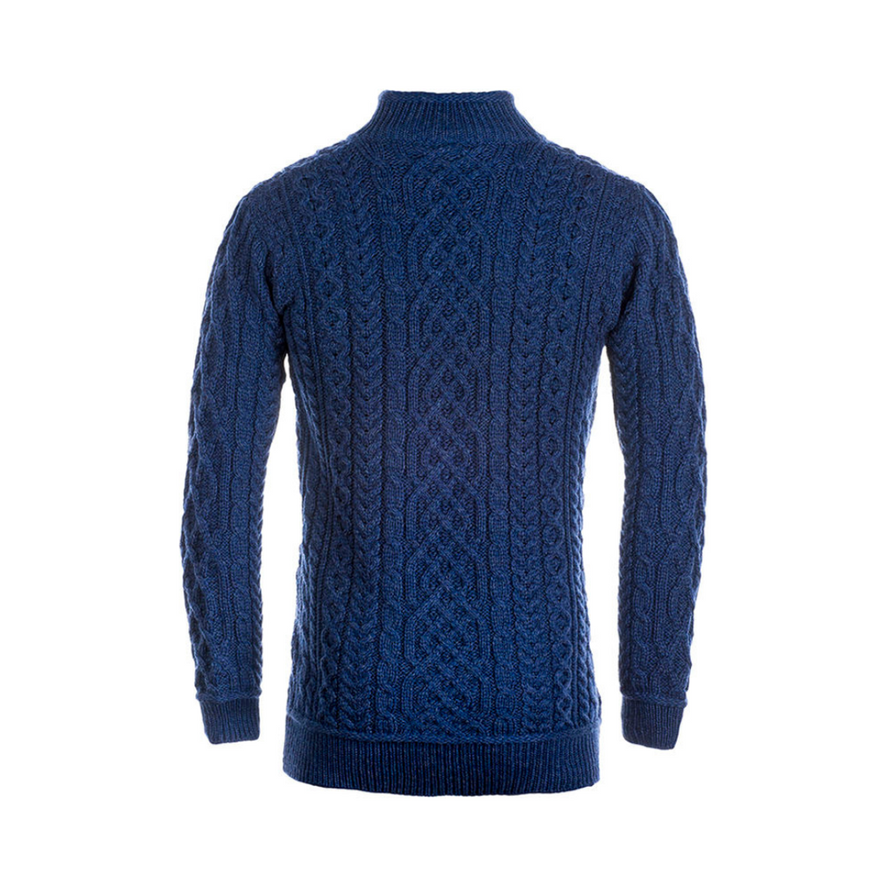 Aran Wool Mens Super Soft Half Zip Troyer - Ink