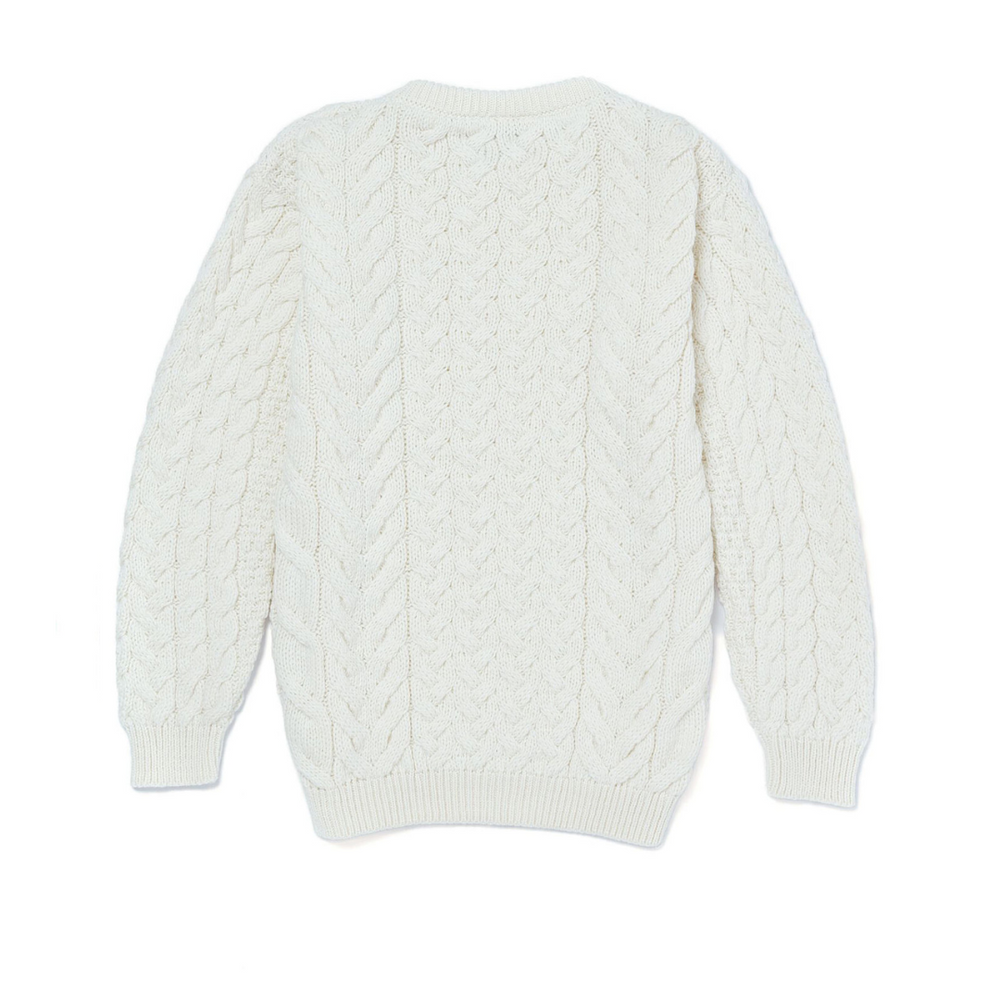 Aran Wool Supersoft Cable Crew Neck Sweater - Classic Aran