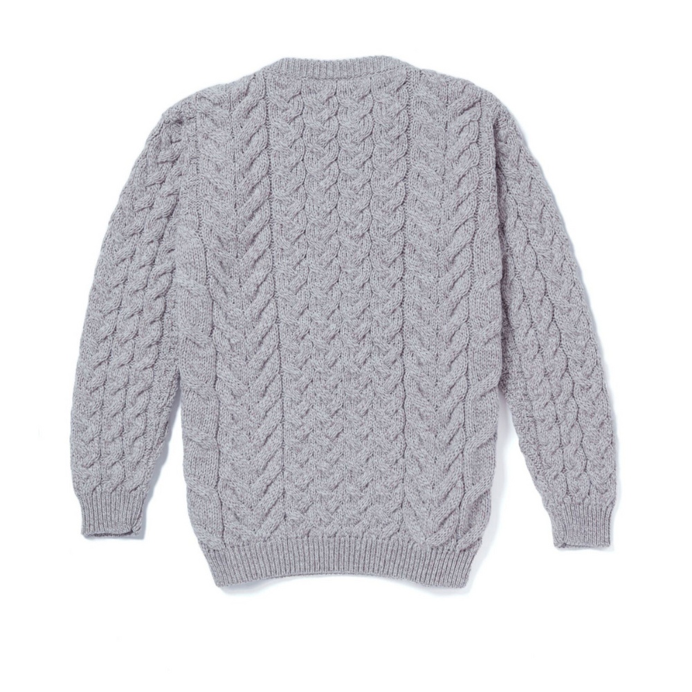 Aran Wool Supersoft Cable Crew Neck Sweater - Toasted Oat