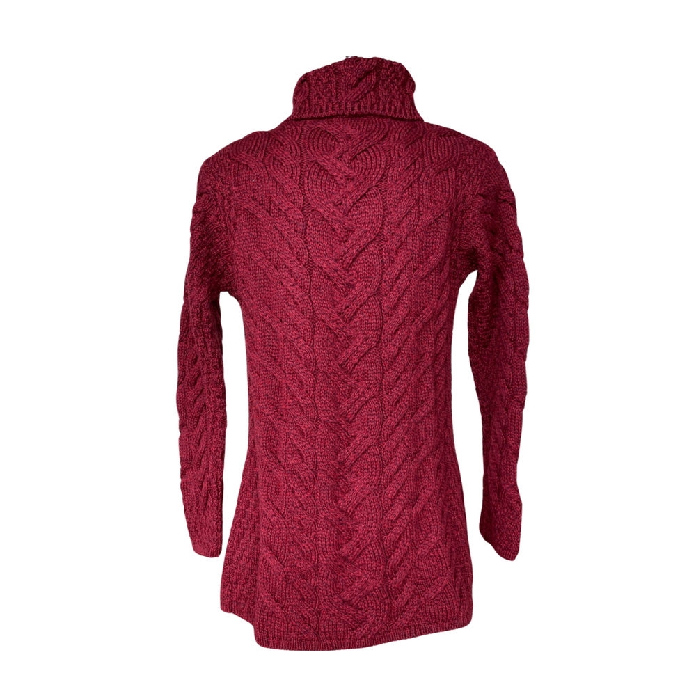 Aran Wool Supersoft Cable Knit Cardigan - Rua Red