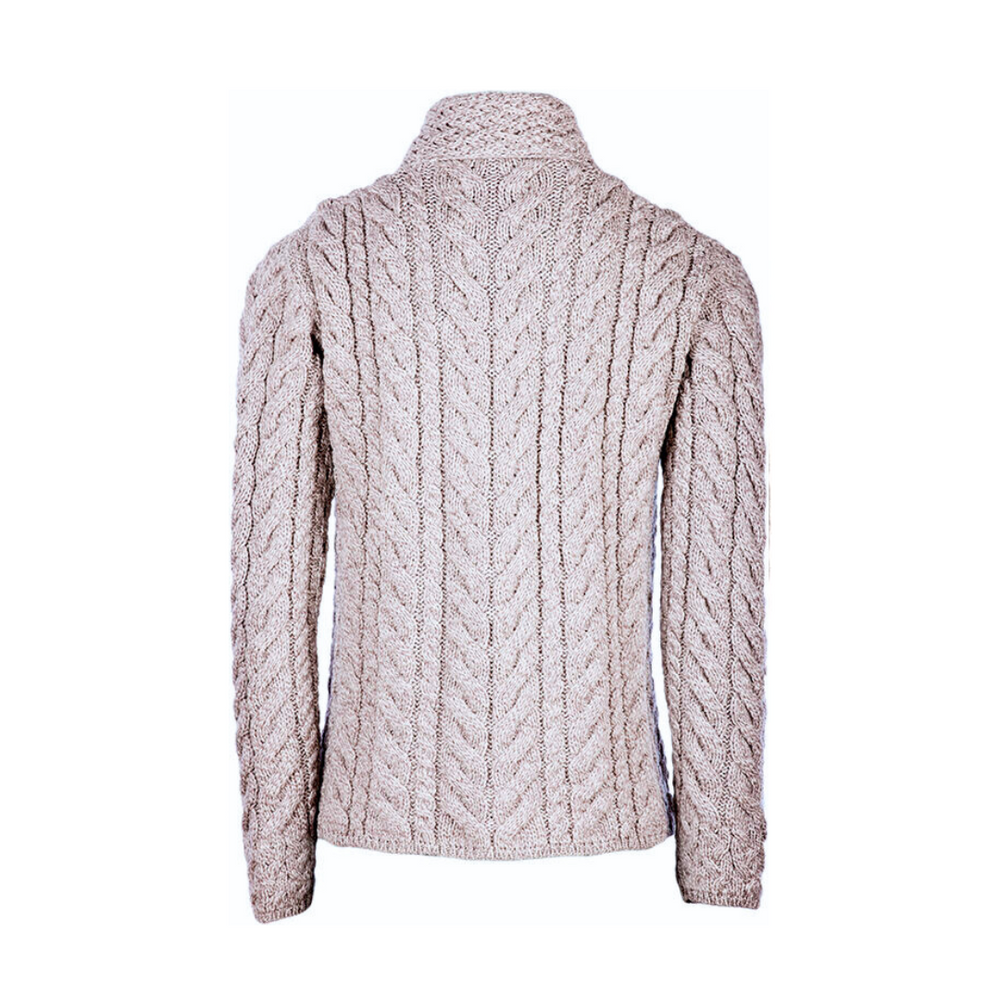 Aran Wool Supersoft Asymmetrical Cable Cardigan - Toasted Oat