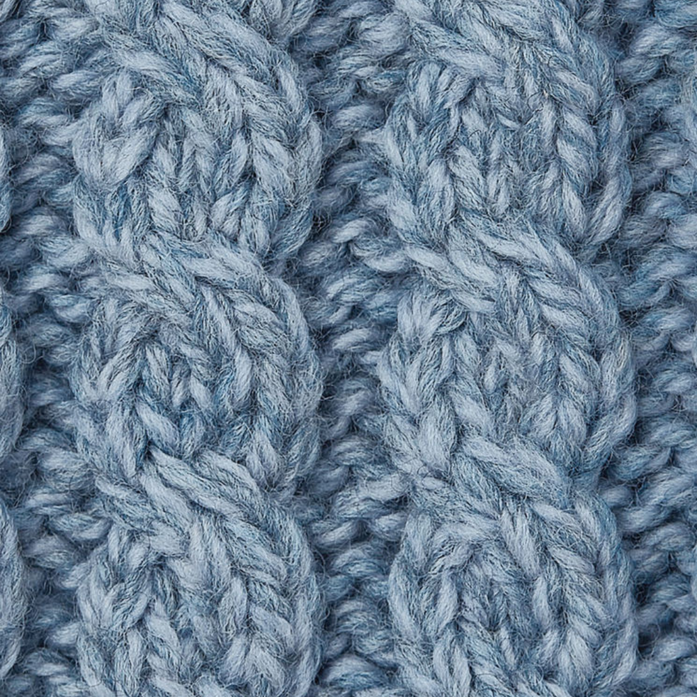 Aran Wool Supersoft Asymmetrical Cable Cardigan - Ocean Grey