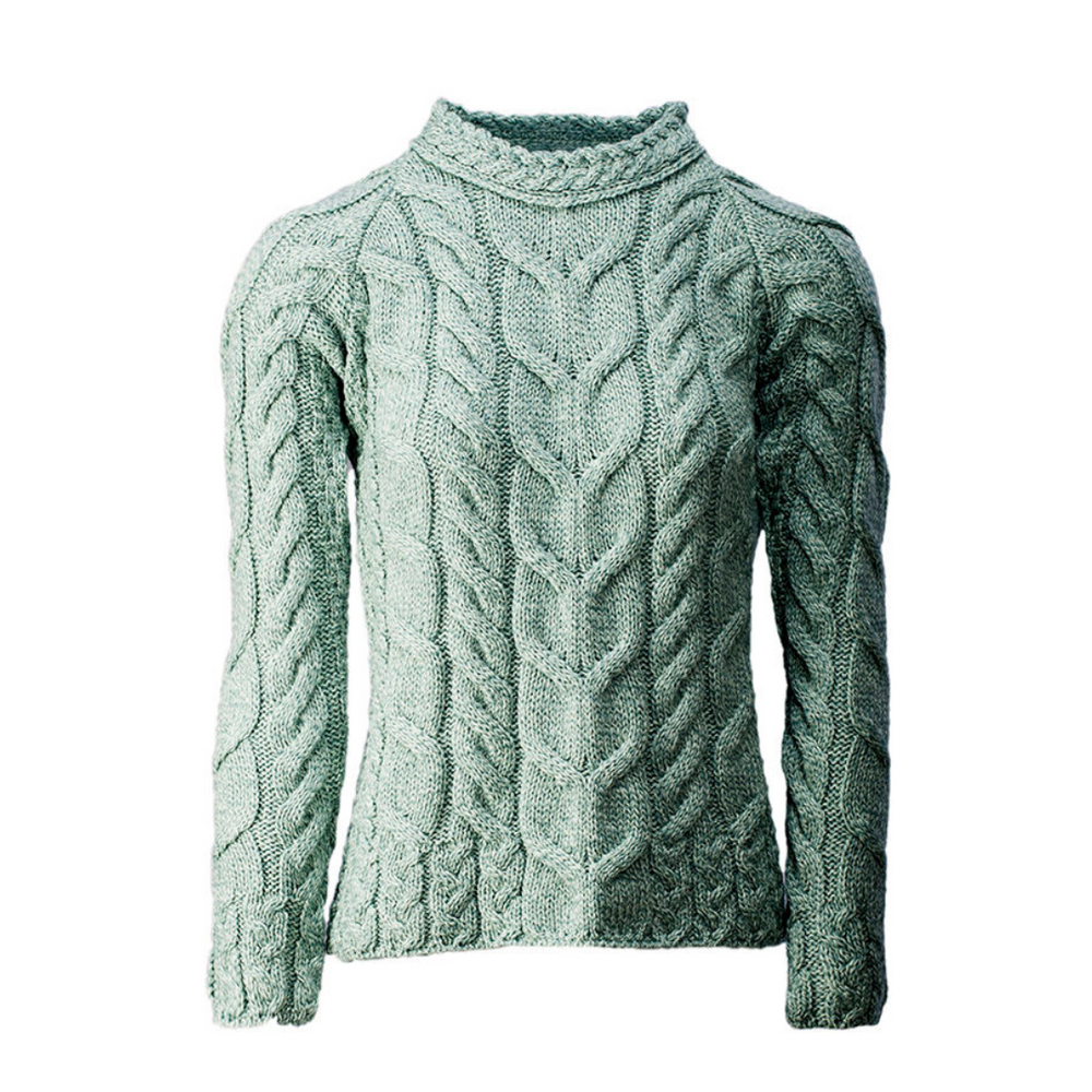 Aran Wool Supersoft Raglan Pullover - Seafoam Green