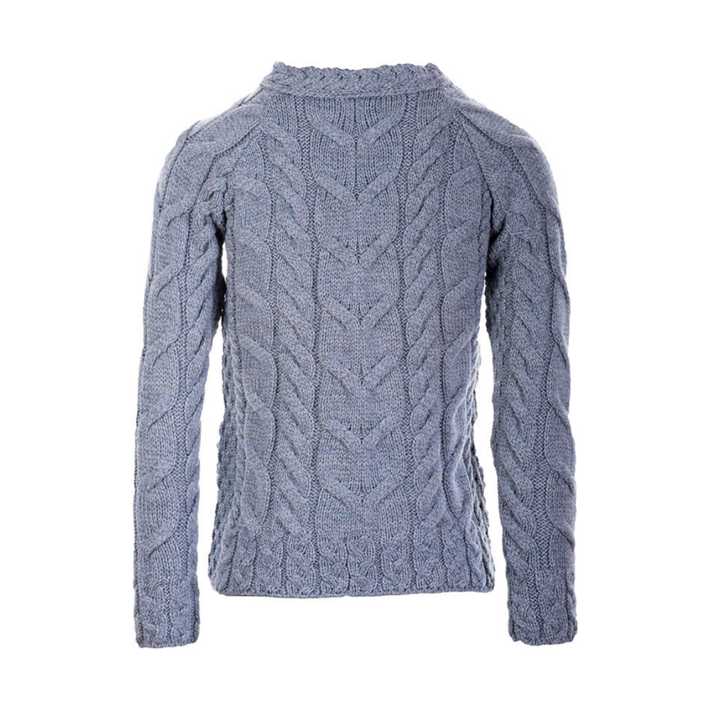 Aran Wool Supersoft Raglan Pullover - Ocean Grey