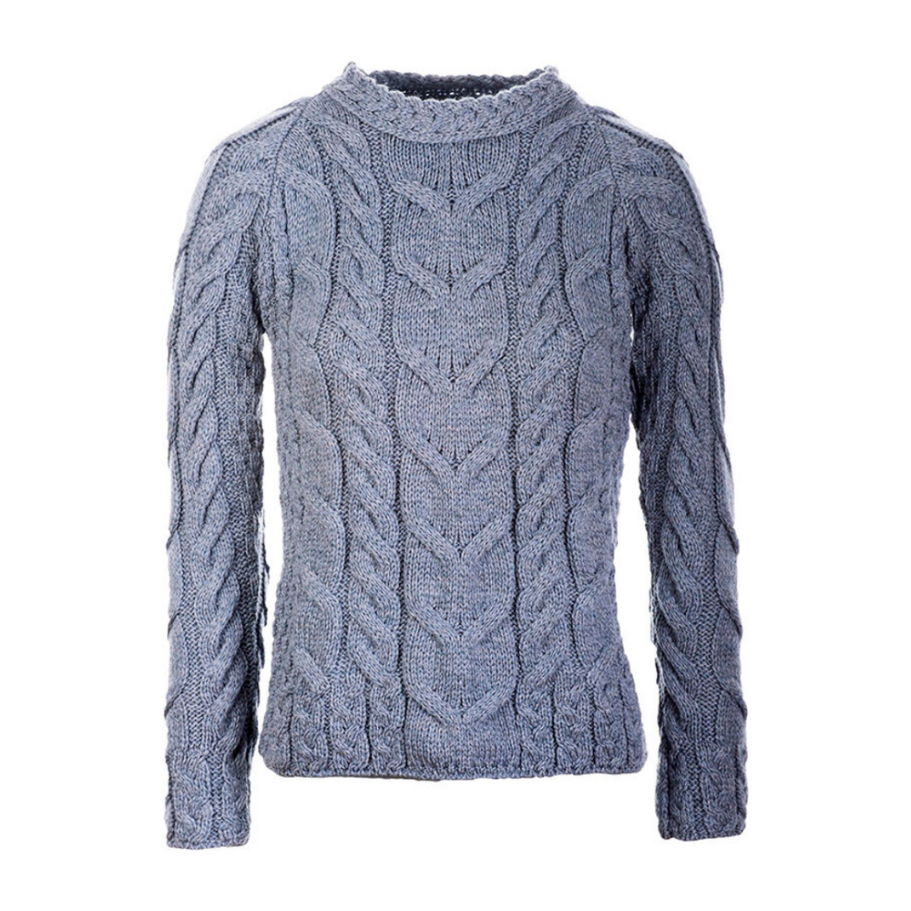 Aran Wool Supersoft Raglan Pullover - Ocean Grey