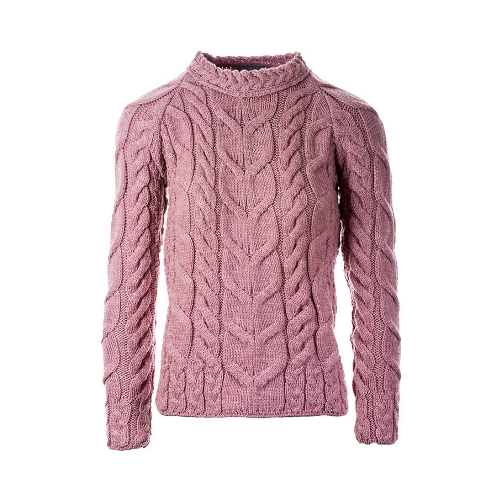 Aran Wool Supersoft Raglan Pullover - Winter Rose