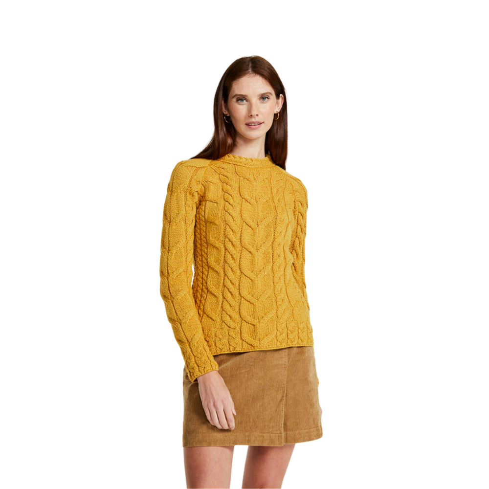 Aran Wool Supersoft Raglan Pullover - Yellow