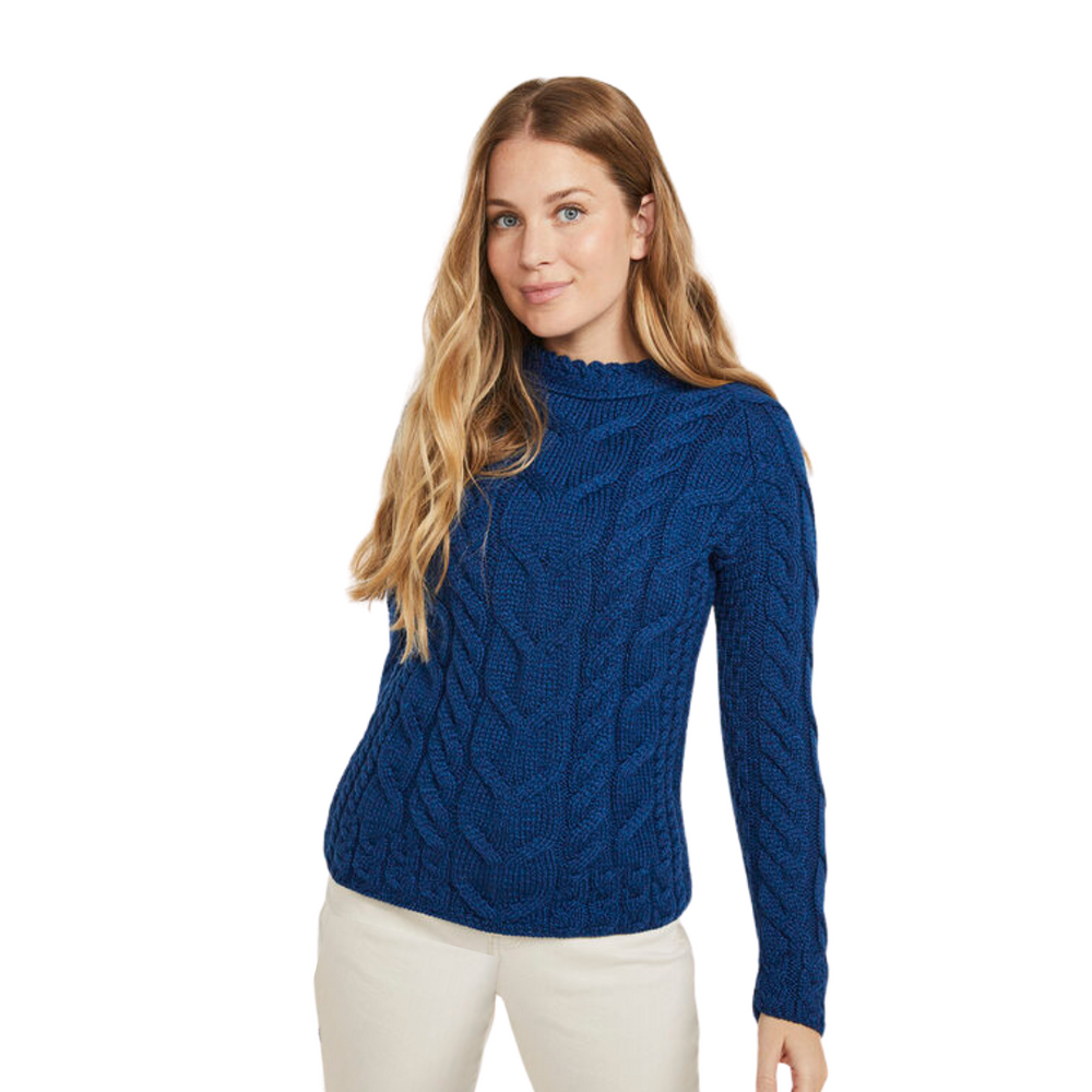 Aran Wool Supersoft Raglan Pullover - Deep Blue