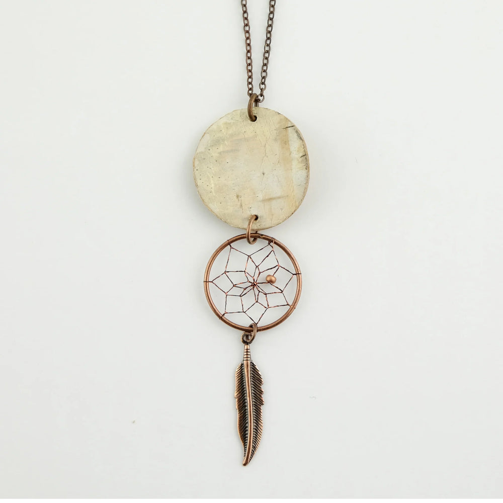 MNC Birch Bark Pendant with .75" Dream Catcher