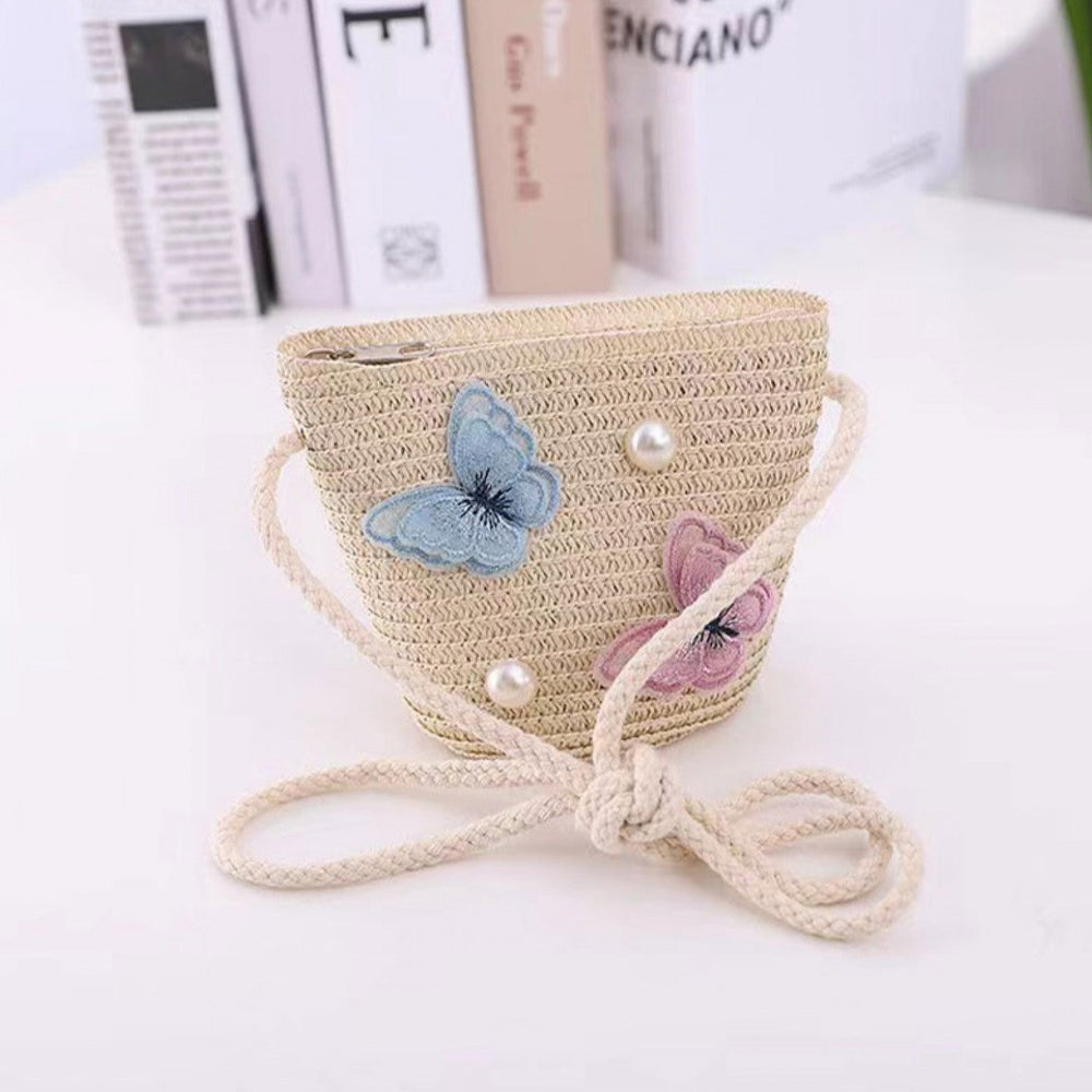 Grand- Kid's Crochet Butterfly Mini Bag Beige