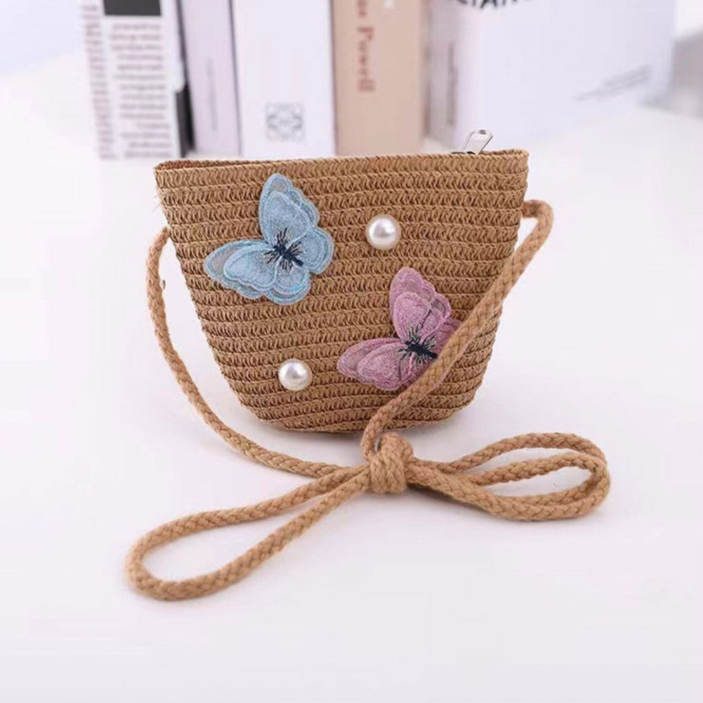 Grand- Kid's Crochet Butterfly Mini Bag Khaki