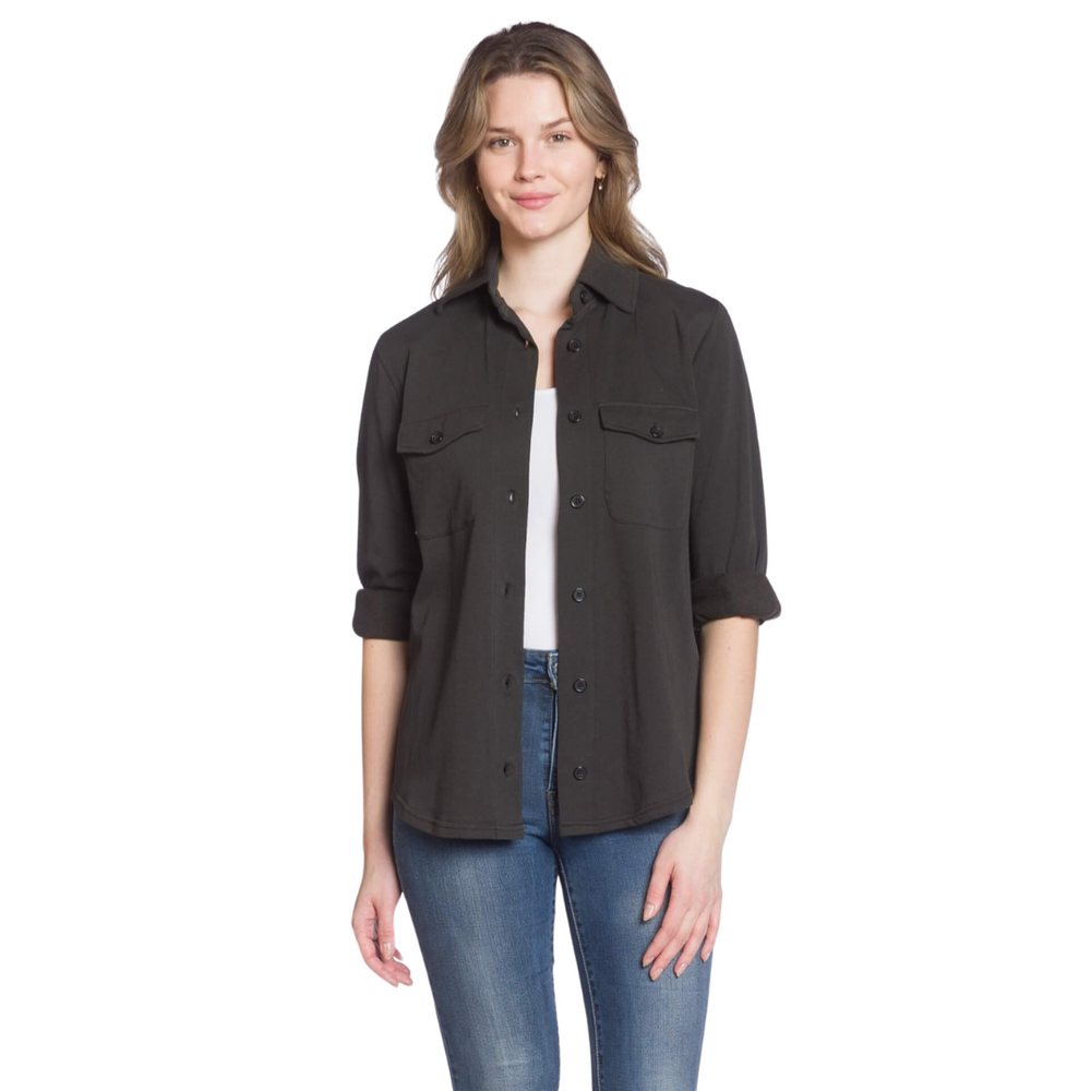 Women's Soft Summer Shirt Jacket - Black
