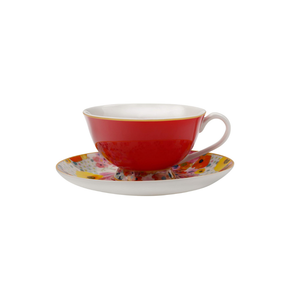Maxwell & Williams Bloems Cup & Saucer - Red